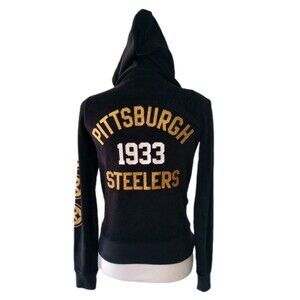 Pittsburgh Steelers Full Zip Velour Hoodie XS Pink Victoria's Secret BLING